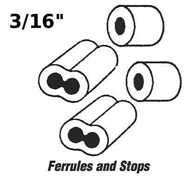 Cable Ferrules and Stops for Garage Door Systems - 3/16 Inch - Cable Ferrules and Stops for Garage Door Systems - 3/16 Inch