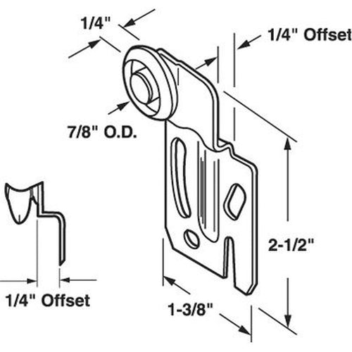 Acme 8901 Front Closet Roller 7/8 Inch Wheel 1/4 Inch Offset - Acme 8901 Front Closet Roller 7/8 Inch Wheel 1/4 Inch Offset