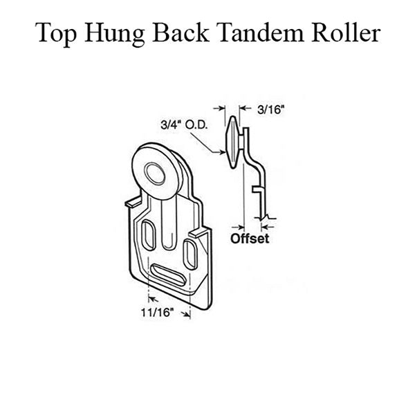 3/4  Wheel, 3/8 Offset Thin Nylon Sliding Door Roller - 3/4  Wheel, 3/8 Offset Thin Nylon Sliding Door Roller