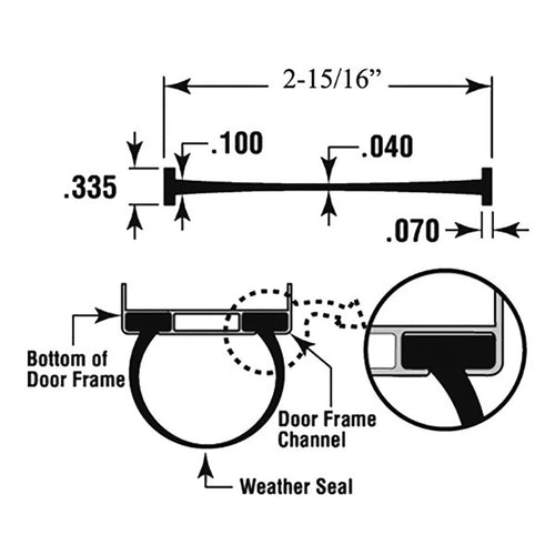 Weatherstrip, Fiberglass and Alum. Doors, 16 foot - Gray - Weatherstrip, Fiberglass and Alum. Doors, 16 foot - Gray