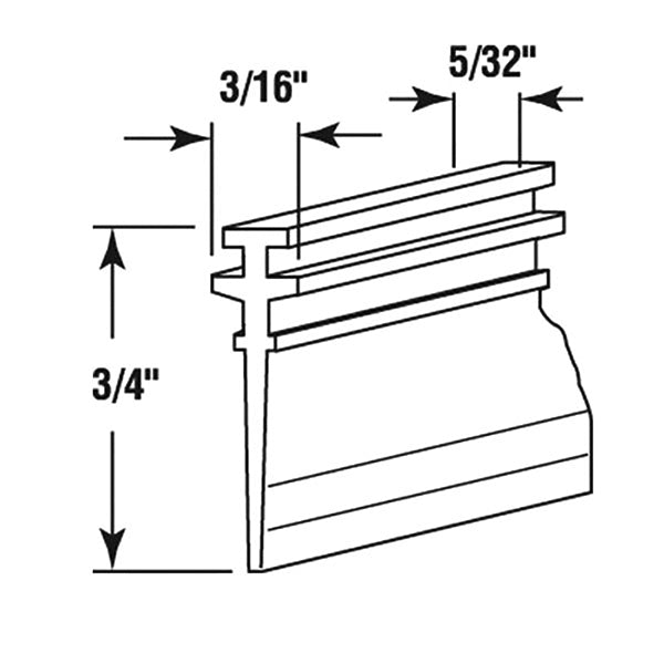 Shower Door Sweep, T-shape,   3/4 inch - Gray - Shower Door Sweep, T-shape,   3/4 inch - Gray
