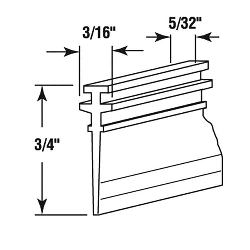 Shower Door Sweep, T-shape,   3/4 inch - Gray - Shower Door Sweep, T-shape,   3/4 inch - Gray
