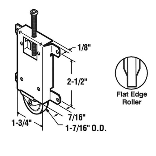 Mirror Closet Door Roller 1-3/4 Flat Nylon Wheel - Wardrobe Door - Mirror Closet Door Roller 1-3/4 Flat Nylon Wheel - Wardrobe Door
