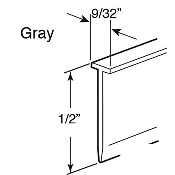Shower door sweep  9/32 top x 1/2 inch length - Gray - Shower door sweep  9/32 top x 1/2 inch length - Gray