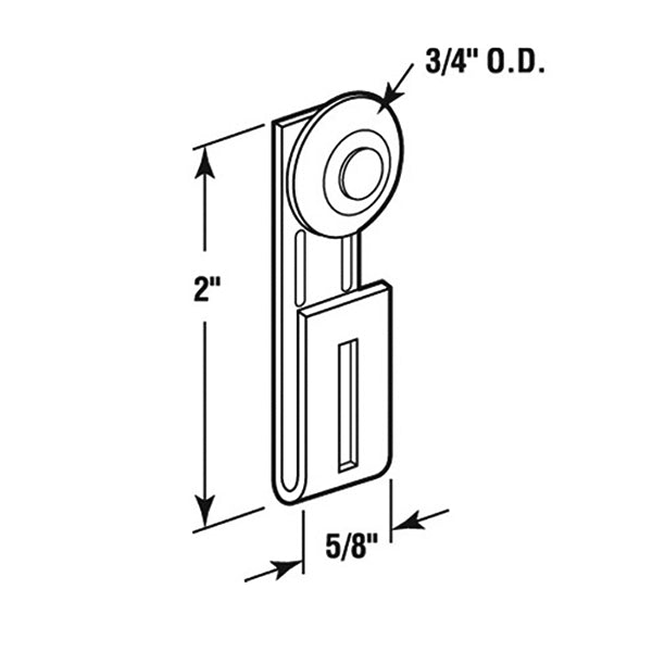 3/4 inch Outer Diamter, Oval  Roller w/ Bracket - 3/4 inch Outer Diamter, Oval  Roller w/ Bracket