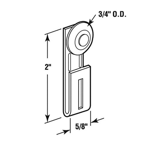 3/4 inch Outer Diamter, Oval  Roller w/ Bracket - 3/4 inch Outer Diamter, Oval  Roller w/ Bracket