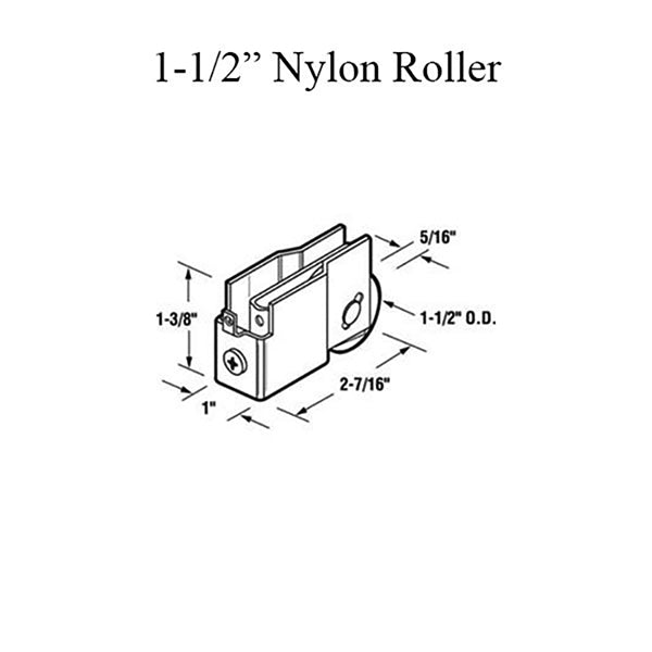 Roller, Wardrobe Door 1-1/2 Inch Nylon Wheel - Roller, Wardrobe Door 1-1/2 Inch Nylon Wheel