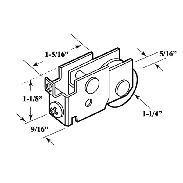 Bottom Mount Roller Assembly 1-1/4 Inch Nylon Wheel - Bottom Mount Roller Assembly 1-1/4 Inch Nylon Wheel