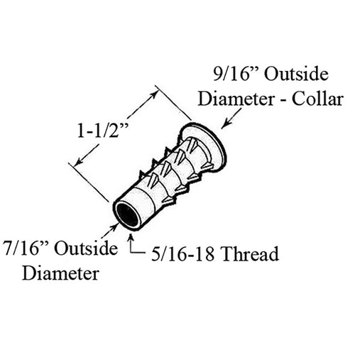 Thread Insert - 5/16  Thread - Wardrobe door - Black - Thread Insert - 5/16  Thread - Wardrobe door - Black
