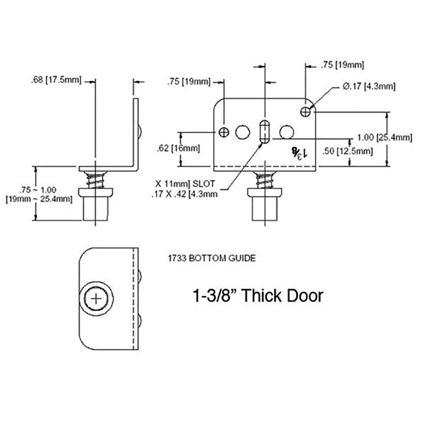 Spring Loaded Side Mount Guide for 1-3/8 Inch Thick Door - Spring Loaded Side Mount Guide for 1-3/8 Inch Thick Door