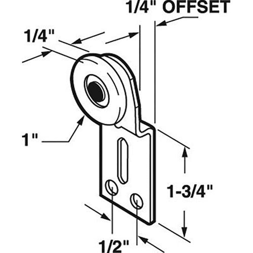 1 inch Wheel, 1/4 offset - Cox Front Closet Door Roller - 1 inch Wheel, 1/4 offset - Cox Front Closet Door Roller