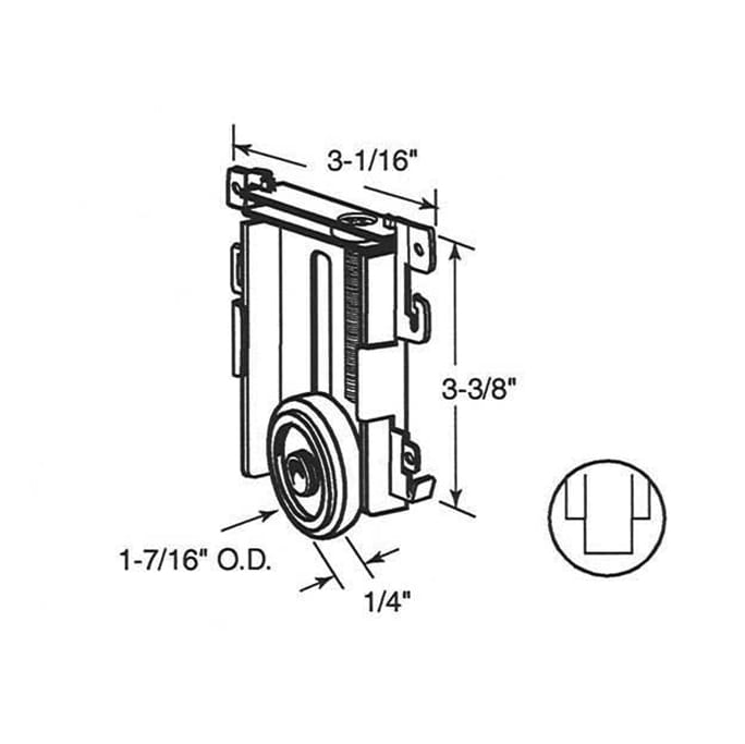 Mirror Door Roller, 1-7/16 inch dia - Mirror Door Roller, 1-7/16 inch dia