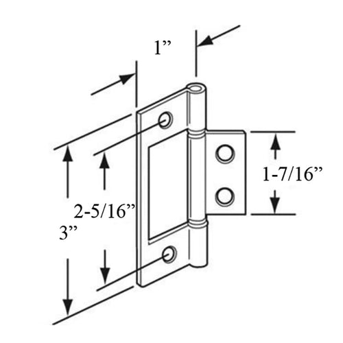 Acme 220 Flag Type Hinge for Closet Door 3 Inch - Acme 220 Flag Type Hinge for Closet Door 3 Inch