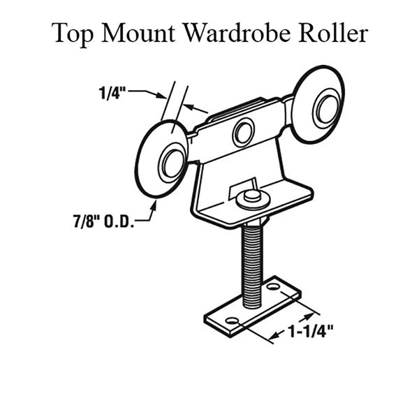 Roller, Wardrobe, TWIN , TOP MOUNT - Acme No. 8908 - Roller, Wardrobe, TWIN , TOP MOUNT - Acme No. 8908