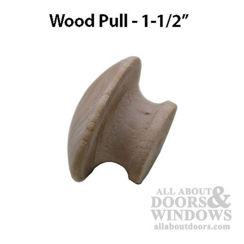 Pull Handle, Wood 1-1/2 inch Bi-Fold Door Knob - Pull Handle, Wood 1-1/2 inch Bi-Fold Door Knob