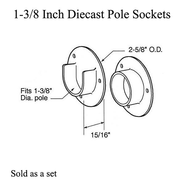 Closet Door Pole Bracket for 1.375 Standard Wood Pole - Closet Door Pole Bracket for 1.375 Standard Wood Pole