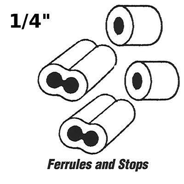 Cable Ferrules and Stops for Garage Door Systems - 1/4 Inch - Cable Ferrules and Stops for Garage Door Systems - 1/4 Inch