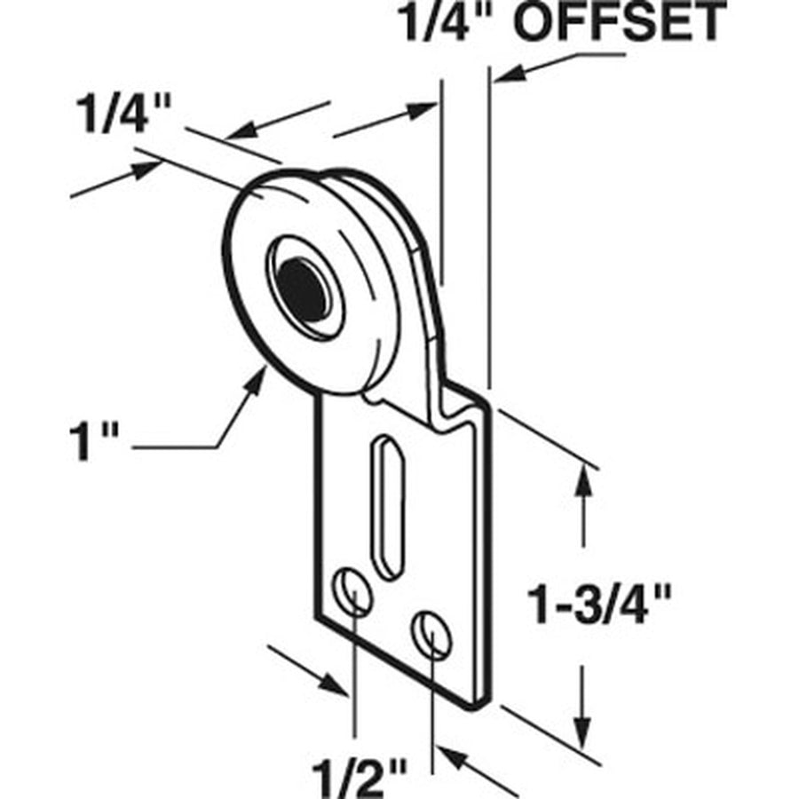 1 inch Wheel, 1/4 offset - Cox Front Closet Door Roller - 1 inch Wheel, 1/4 offset - Cox Front Closet Door Roller