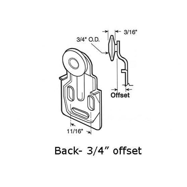 Discontinued - 3/4  Wheel, 3/4 Offset Thin Nylon Sliding Door Roller - Discontinued - 3/4  Wheel, 3/4 Offset Thin Nylon Sliding Door Roller