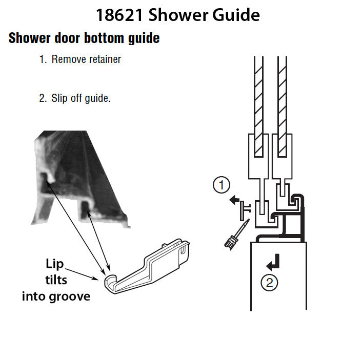 Sliding Shower Door Bottom Guide and Retainer Pairs - Sliding Shower Door Bottom Guide and Retainer Pairs