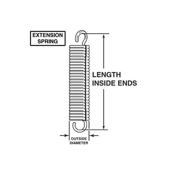 Extension Spring - 1/4 Inch Diameter x 1-1/2 Inches Long - .035 Wire - Extension Spring - 1/4 Inch Diameter x 1-1/2 Inches Long - .035 Wire