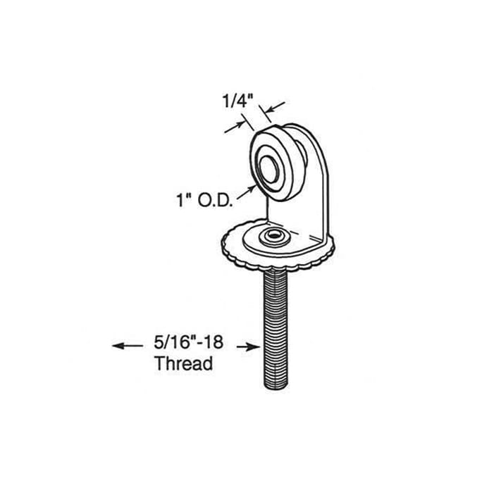 Pocket Door Roller Assembly, Top,  1 inch Single Wheel - Pocket Door Roller Assembly, Top,  1 inch Single Wheel