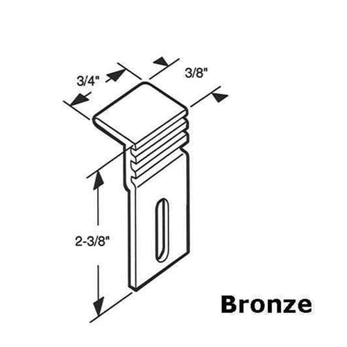Panel Clip - Sliding Patio Door, Extruded Aluminum - 4 Pk - Bronze - Panel Clip - Sliding Patio Door, Extruded Aluminum - 4 Pk - Bronze