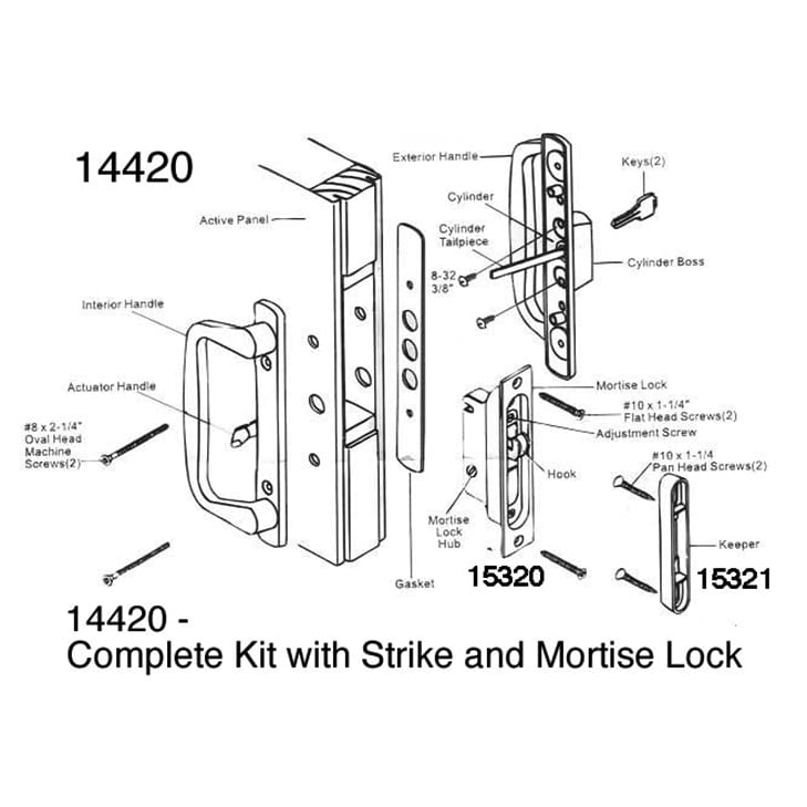 Strike / Keeper; Peachtree Prado Sliding Glass Door - White - Strike / Keeper; Peachtree Prado Sliding Glass Door - White