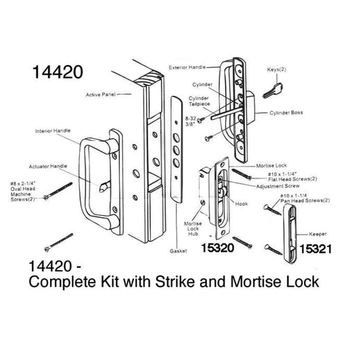 Strike / Keeper; Peachtree Prado Sliding Glass Door - White - Strike / Keeper; Peachtree Prado Sliding Glass Door - White