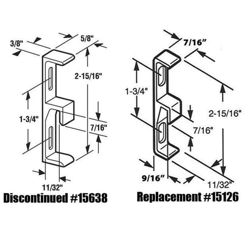 Keeper / Strike, 11/32 Wide, for Sliding Patio Door - Keeper / Strike, 11/32 Wide, for Sliding Patio Door