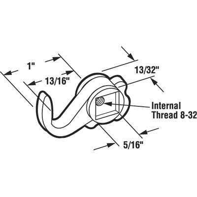 Diecast Latch Hook for Sliding Patio Door 1