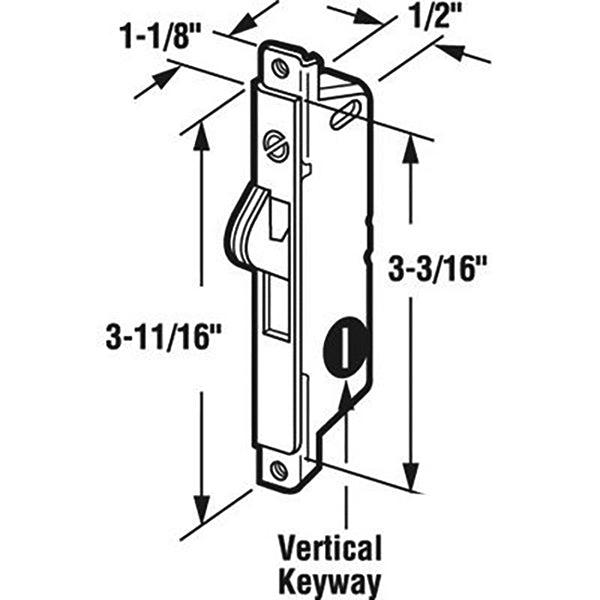 Adams Rite Mortise lock Vertical Slot, Sliding Patio Door Angled Body - Steel - Adams Rite Mortise lock Vertical Slot, Sliding Patio Door Angled Body - Steel