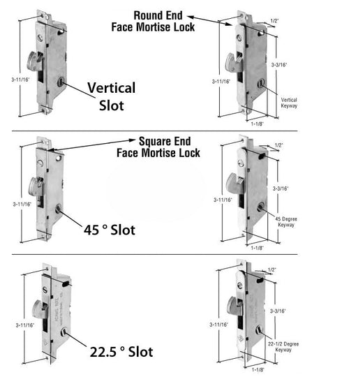 Adams Rite Mortise Lock 22.5 Slot - Square Face - Adams Rite Mortise Lock 22.5 Slot - Square Face