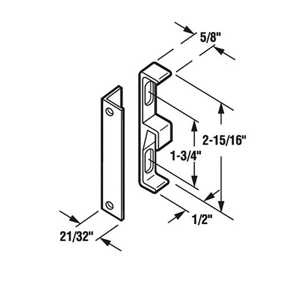 Strike Plate Keeper for Sliding Patio Door Face Mounted 1-3/4