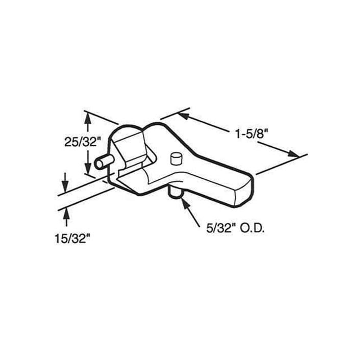 Diecast Latch Hook for Sliding Patio Door Aluminum Finish - Diecast Latch Hook for Sliding Patio Door Aluminum Finish