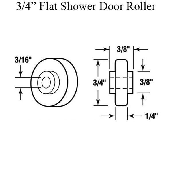 Ball Bearing Wheel Roller for Shower Doors Non-Threaded 3/4