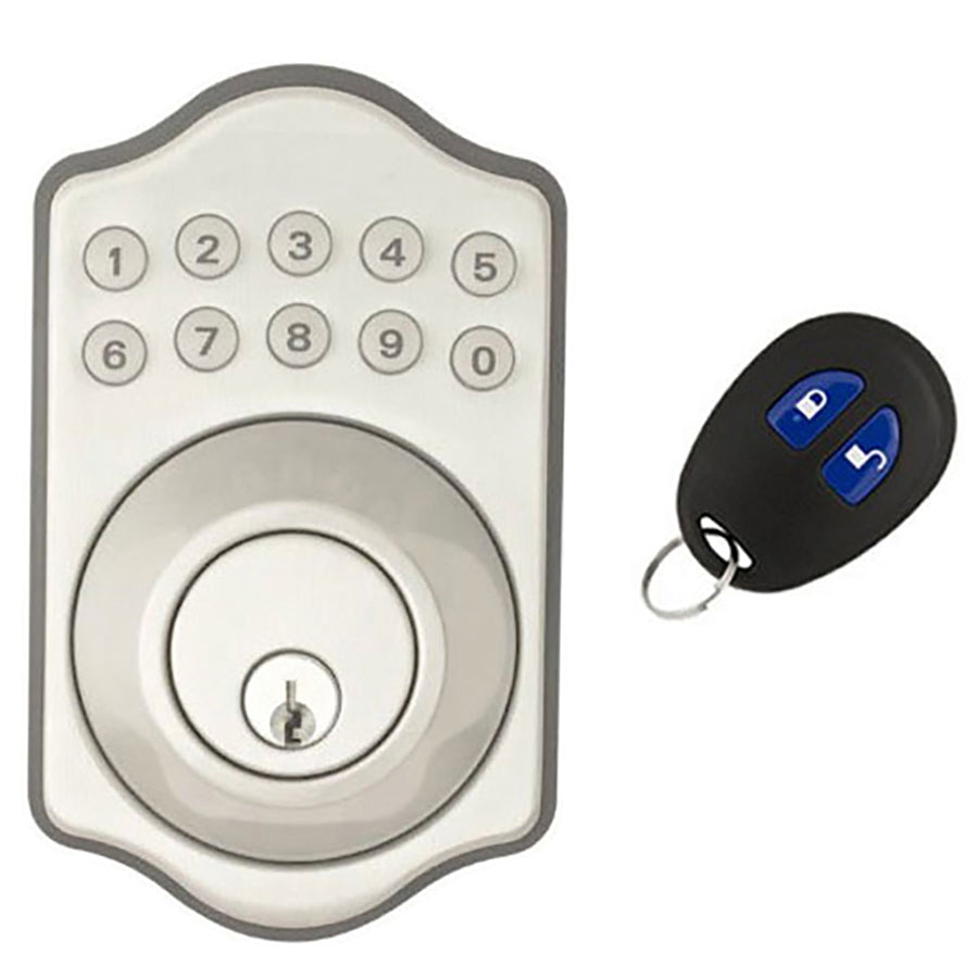 Keyless Multipoint Lock Deadbolt with Digital Keypad and Remote - Satin Nickel - Keyless Multipoint Lock Deadbolt with Digital Keypad and Remote - Satin Nickel