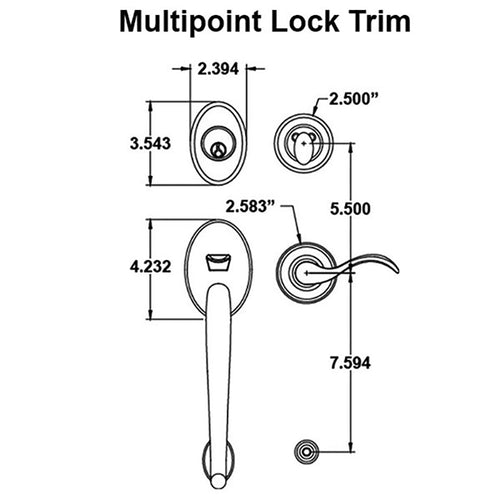 Winslow Active Keyed Multipoint Lock Trim Wave Lever Schlage 5 Pin Keyway - Winslow Active Keyed Multipoint Lock Trim Wave Lever Schlage 5 Pin Keyway