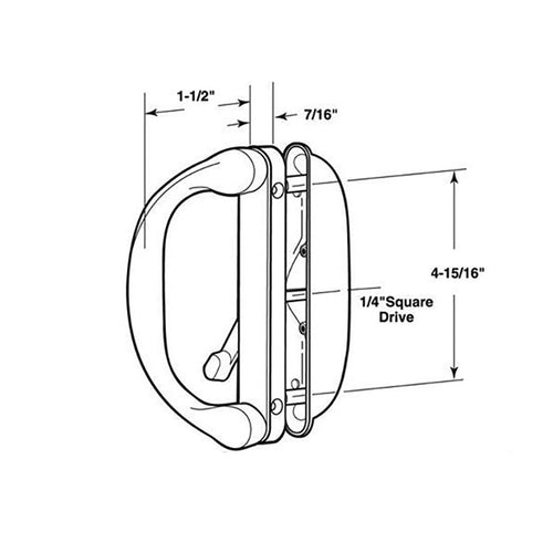 Handle Set for Sliding Patio Door Diecast Inside and Outside Pull White - Handle Set for Sliding Patio Door Diecast Inside and Outside Pull White