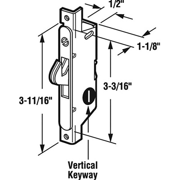 Adams Rite Mortise Lock Vertical Keyway for Sliding Patio Door Steel Finish - Adams Rite Mortise Lock Vertical Keyway for Sliding Patio Door Steel Finish