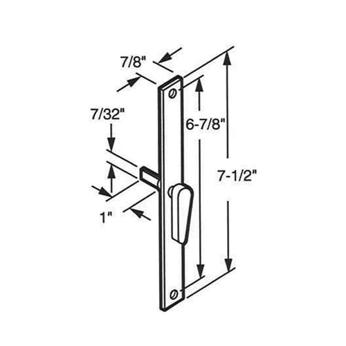 Latch Lever (Thumbturn) & Escutcheon Plate, Sliding Patio Door, Aluminum - Latch Lever (Thumbturn) & Escutcheon Plate, Sliding Patio Door, Aluminum