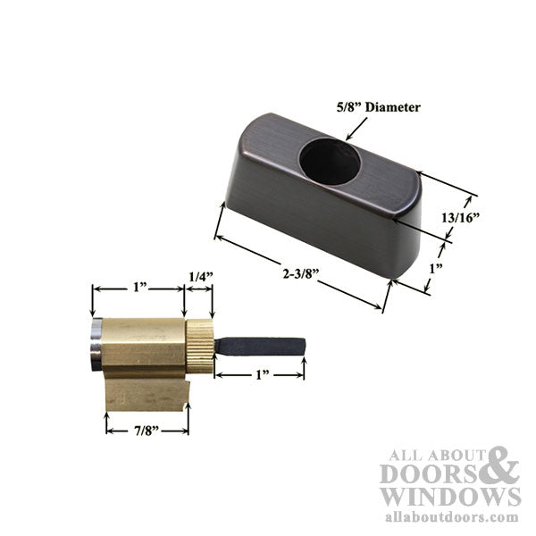 Charlotte Key Lock Housing and Cylinder for Sliding Doors Venetian Bronze Finish - Charlotte Key Lock Housing and Cylinder for Sliding Doors Venetian Bronze Finish