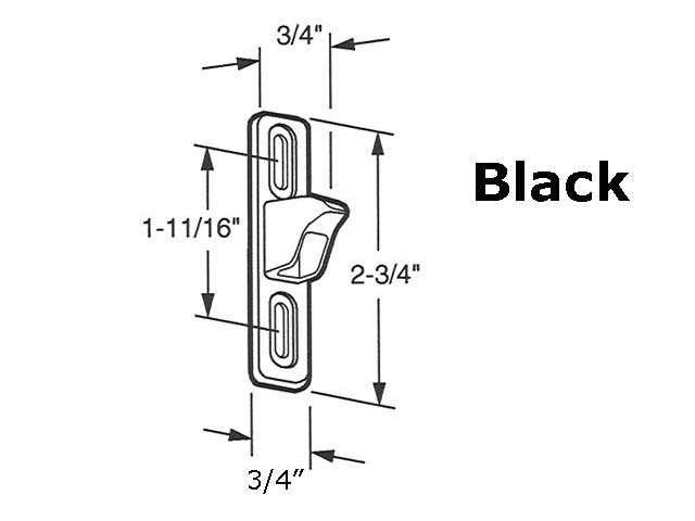 Keeper - Sliding Patio Door, Diecast - Wide 3/4 inch - Black - Keeper - Sliding Patio Door, Diecast - Wide 3/4 inch - Black