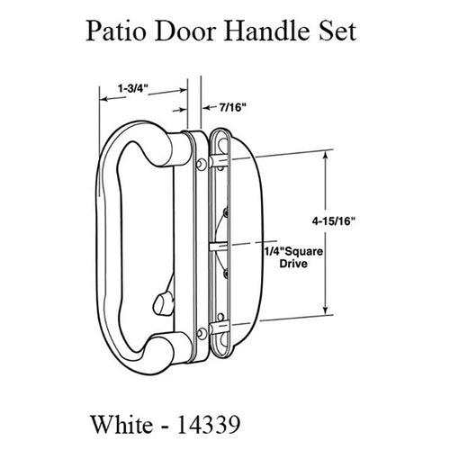 Sliding Patio Door Handle Set White Interior and Exterior Door Pulls - Sliding Patio Door Handle Set White Interior and Exterior Door Pulls
