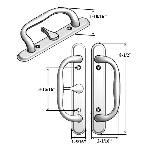 Apollo Handle Set for Sliding Patio Doors with Offset Thumbturn Non-Keyed - Apollo Handle Set for Sliding Patio Doors with Offset Thumbturn Non-Keyed