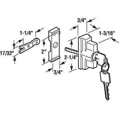 Keyed Locking Unit, Sliding Patio Door, Diecast - Zinc - Keyed Locking Unit, Sliding Patio Door, Diecast - Zinc