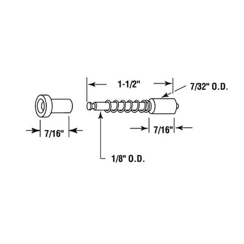 Spring Loaded Plunger Bolt with Snap on Cap 1-1/2