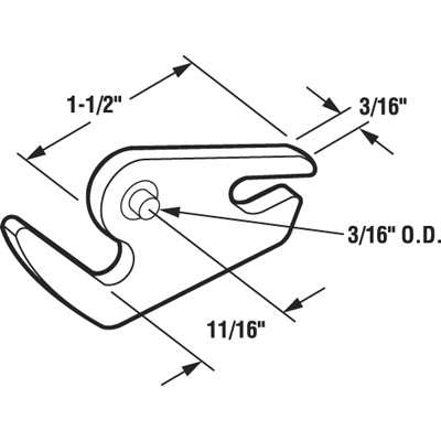 Latch Hook, Sliding Patio Door, 1-1/2-inch, Diecast - Latch Hook, Sliding Patio Door, 1-1/2-inch, Diecast