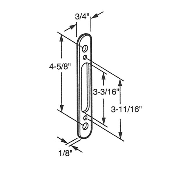 Mortise Lock Face Plate For Sliding Doors  3/4 InchWide 4-5/8 Inch Screw Hole Spacing - Mortise Lock Face Plate For Sliding Doors  3/4 InchWide 4-5/8 Inch Screw Hole Spacing