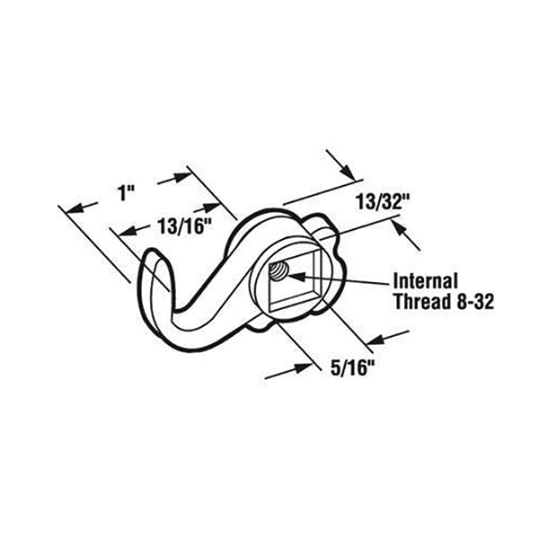 Diecast Latch Hook for Sliding Patio Door 1